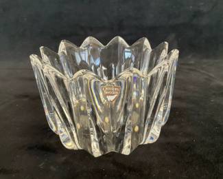 Signed Orrefors Sweden Crystal Fleur Bowl Candy Dish