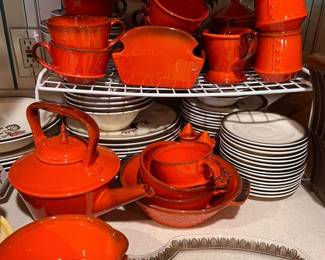 Come check out the Metlox Red Rooster Poppy Trail 74 piece set of dishes.