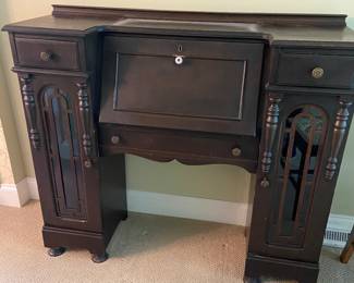 1920's slant front Federal style antique secretary writing desk.