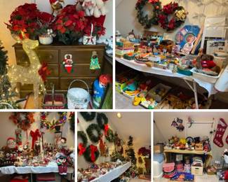 Christmas room.......come shop with us!! This room is loaded with Christmas and also includes toys/games and other holiday decor.