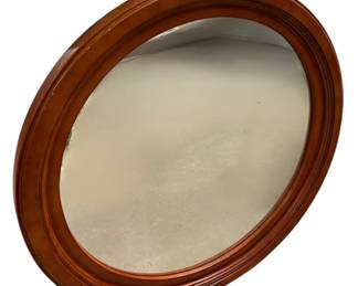 Vintage Wooden Framed Round Mirror