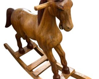 Hand Carved Wooden Rocking Horse