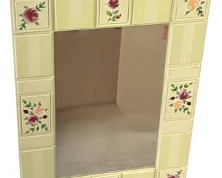 Yellow Floral Framed Mirror