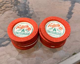 Vintage milk bottle caps from Nortier’s Dairy in Marion NY.