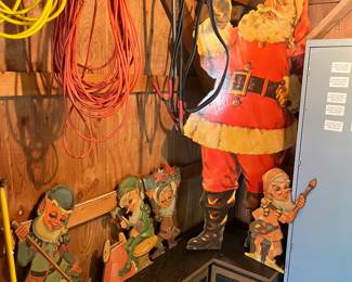 Vintage cutout Santa and elves,