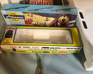Vintage train car boxes.