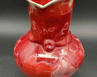 Unique 12” Red Pottery Vase * Signed By P.Lange