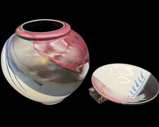 Large Stillfire Pottery Vase & Sorenson Footed Dish * Vase By Carol Anne Bauer