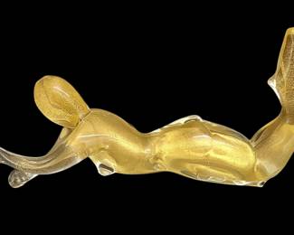 Possible Murano Large Gold Art Glass Sculpture of a Woman