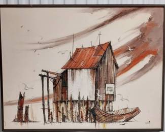 Original Painting By: Dorwin * Seaside Fish Shack Scene