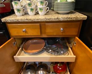 Kitchen is loaded with cookware.