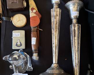 Candlestick Holders, Lalique Double Swans Paperweight