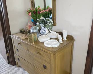 Painted cabinet with matching mirror