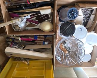 Box Lots, Kitchen utensils, vintage glass