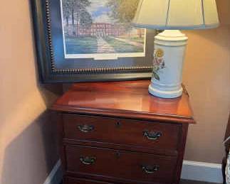 Craftique Bedside Table with Art Lamp