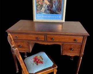 Wooden Desk with Chair Art