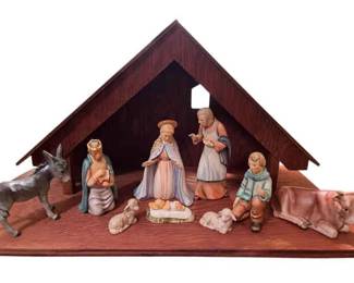 Hummel Nativity with Wooden Stable