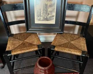 Pair of Chairs with Art Rug