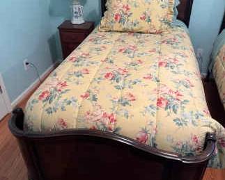 Twin Bed with Side Table Lamp