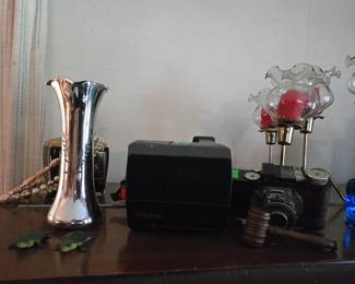 ANTIQUE SILVER GLASS, ONE STEP CAMERA, VINTAGE CAMERA