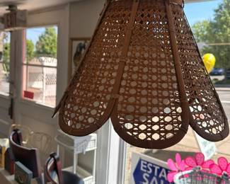 Caned Wicker Swag Lamp