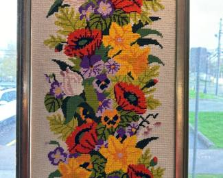 Vintage Crewel Work Needlepoint