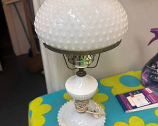 Antique Hobnail Hurricane Lamp Electric