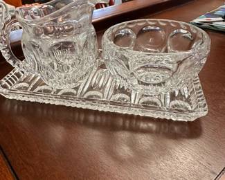 Art Deco Glass Sugar Creamer Set