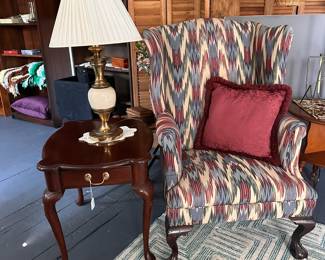 Retro Wing Chair, Queen Anne Side Table