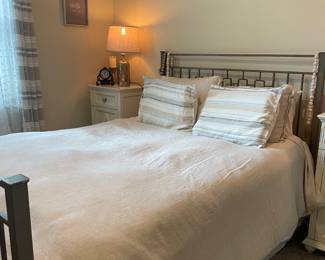 Queen metal bed with boxspring and mattress $400