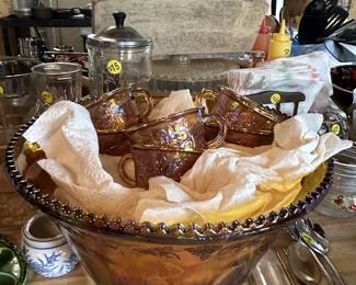 Carnival glass punch set