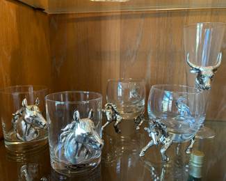 Arthur Court Equestrian Themed Crystal Barware