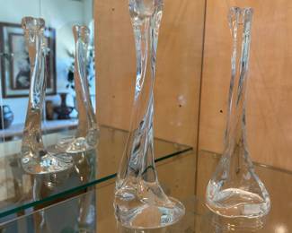 Tiffany and Co Crystal Candle Sticks designed by Elsa Peretti