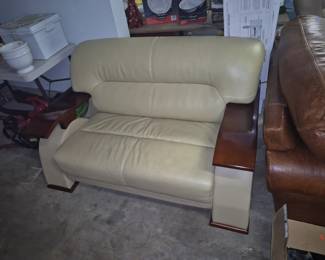 Leather couch loveseat 