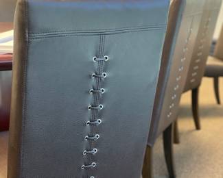 Back of leather chairs