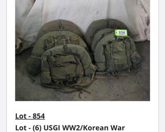 Vintage ww2 backpacks with tent halves. Have over 20. Also lots of other army vintage stuff