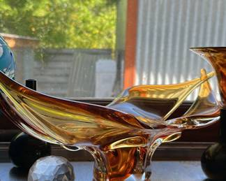 Murano amber flame bowl