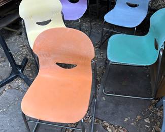 MCM vintage Rainbow Virco chair set. Stacking chairs