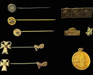 Vintage 10k Gold Sigma Chi Enamel Pins, Sterling Purdue Pin, More Pins