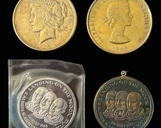 Two Commemorative Moon Landing Medals Two Vintage Coins