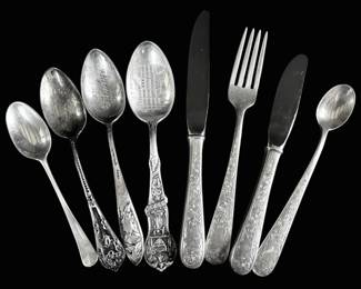 Sterling Silver Decorative New York Spoon, Set Of Kirk Silverware, And Stieff Tea Spoon