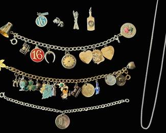 Sterling Silver Charm Jewelry 82.00g Total