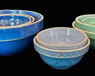 Blue Green Stoneware Mixing Bowls