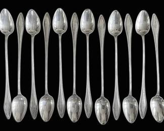 12 Towle Mary Chilton Sterling Silver Iced Tea Spoons, Monogrammed D 343g