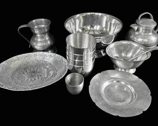 Pewter Cups, Bowls, Small Carafe, And More