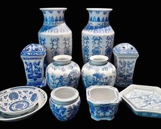 Blue White Vases, Potpourri Holders, Trinket Dishes More