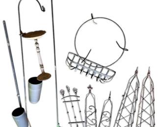 Metal Trellis, Shepard Hooks, Bird Bath More