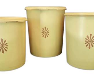 Vintage Starburst Tupperware Nesting Canisters Set Of 3 In Yellow