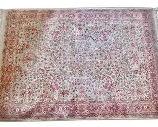 Intricate Pink Blue Floral Rug Vintage