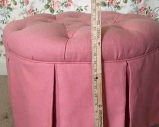 Rose Colored Ruffled Tuft Ottoman